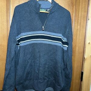 Eddie Bauer Men's 1/2 ZIP Heavy Sweater Gray w/ Stripe Lagenlook  2XL‎ 
G1